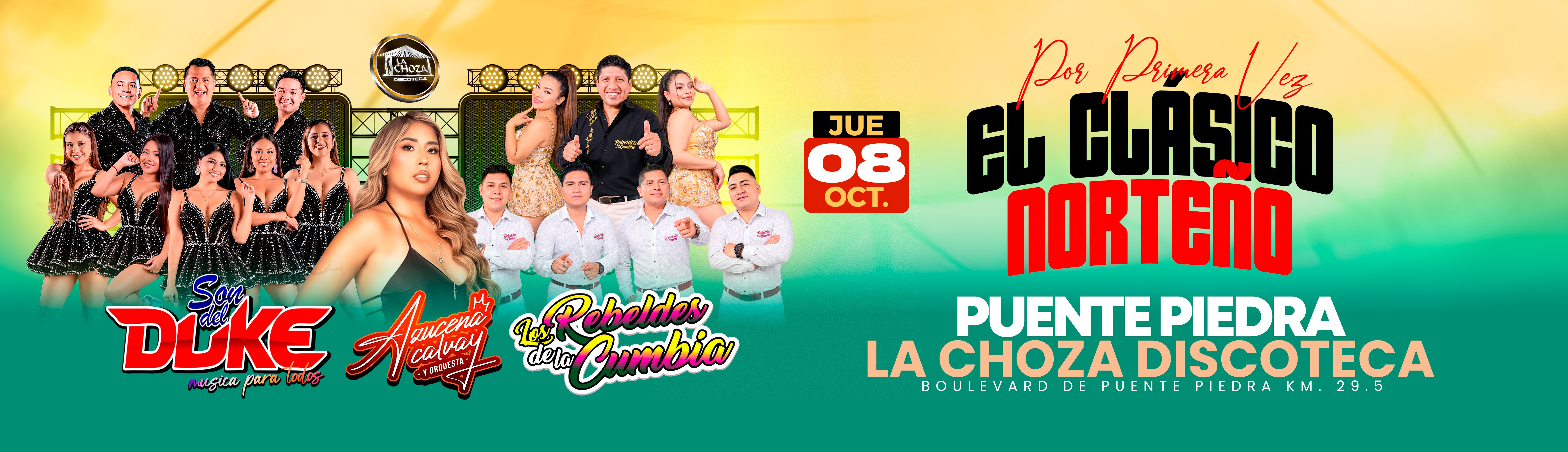 Banner de El Clásico Norteño: Son del Duke, Azucena Calvay y Los Rebeldes de la Cumbia